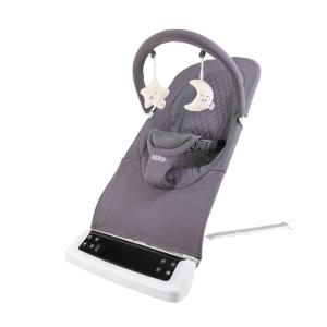 image:imageNuby Deluxe Baby Bouncer Seat  Portable Infant Bouncer with Music Fun Sounds and Soothing Vibrations  Digital Display  06 Months  Navy BlueGray