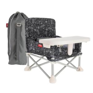 image:imageNuby PopUp Booster Seat with Removable Tray  6 Months  Portable Booster Seat for Floor IndoorOutdoor Use  3Point Safety Adjustable Straps  Summer Travel Essentials  Black and WhiteBlack  White