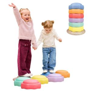 image:imageNuby Stepping Stones StepPebbles with Balance Board  MontessoriInspired Sensory Play  Stack Step amp Balance Indoor amp Outdoor Play  Waterproof amp Holds Up to 400 lbs  Pastel ColorsPastel Colors