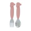 image:imageNuby Animal Friends Silicone and Stainless Steel Fork and Spoon Set  12 Months  Green GiraffePink Whale