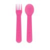 image:imageNuby Toddler Utensils with Travel Case  SelfFeeding Fork amp Spoon Set for Kids  EasytoHold Training Utensils with Rounded Safe Edges for Independent Mealtime  RainbowsPink with Rainbows