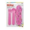 image:imageNuby Toddler Utensils with Travel Case  SelfFeeding Fork amp Spoon Set for Kids  EasytoHold Training Utensils with Rounded Safe Edges for Independent Mealtime  RainbowsPink with Rainbows
