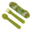 image:imageNuby Toddler Utensils with Travel Case  SelfFeeding Fork amp Spoon Set for Kids  EasytoHold Training Utensils with Rounded Safe Edges for Independent Mealtime  RainbowsGreen with Dinosaurs