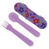 image:imageNuby Toddler Utensils with Travel Case  SelfFeeding Fork amp Spoon Set for Kids  EasytoHold Training Utensils with Rounded Safe Edges for Independent Mealtime  RainbowsPurple with Flowers