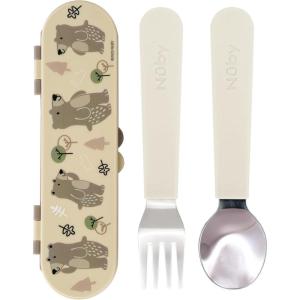image:imageNuby Stainless Steel Toddler Utensils with Travel Case  SelfFeeding Fork amp Spoon Set for Kids  EasytoHold Training Utensils  Rounded Safe Edges for SelfFeeding  UnicornsBears