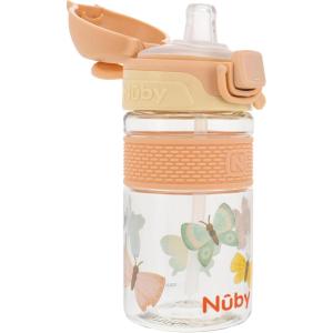 image:imageNuby Thirsty Kids FlipIt Bolt Toddler Cup with PushButton Locking FlipTop and Silicone Spout  12 oz  EasyGrip and SpillResistant  18 Months  SpaceButterflies