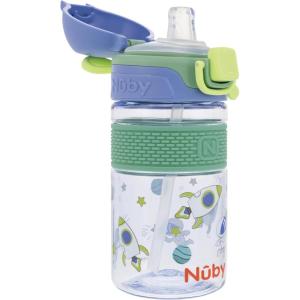 image:imageNuby Thirsty Kids FlipIt Bolt Toddler Cup with PushButton Locking FlipTop and Silicone Spout  12 oz  EasyGrip and SpillResistant  18 Months  SpaceSpace