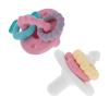 image:imageNuby Charms Silicone Infant Pacifier and Teether  2 Pack  0 Months  Yellow and BluePink  White