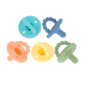 image:imageNuby 3D Sili Soother Pacifiers with Soft Handle and Two Safety Air Holes 2 Pack 0 Months Blue Spaceship and Gray MustacheBoy