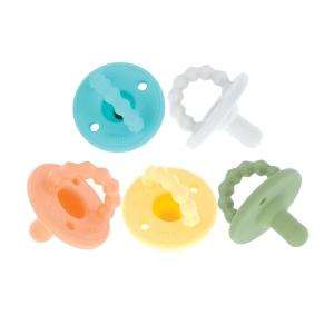 image:imageNuby 3D Sili Soother Pacifiers with Soft Handle and Two Safety Air Holes 2 Pack 0 Months Blue Spaceship and Gray MustacheNeutral