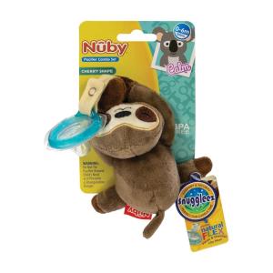 image:imageNuby Calming Natural Flex Snuggleez Pacifier with Plush Combo Set for Cuddling with Comfort FlamingoBrown Sloth