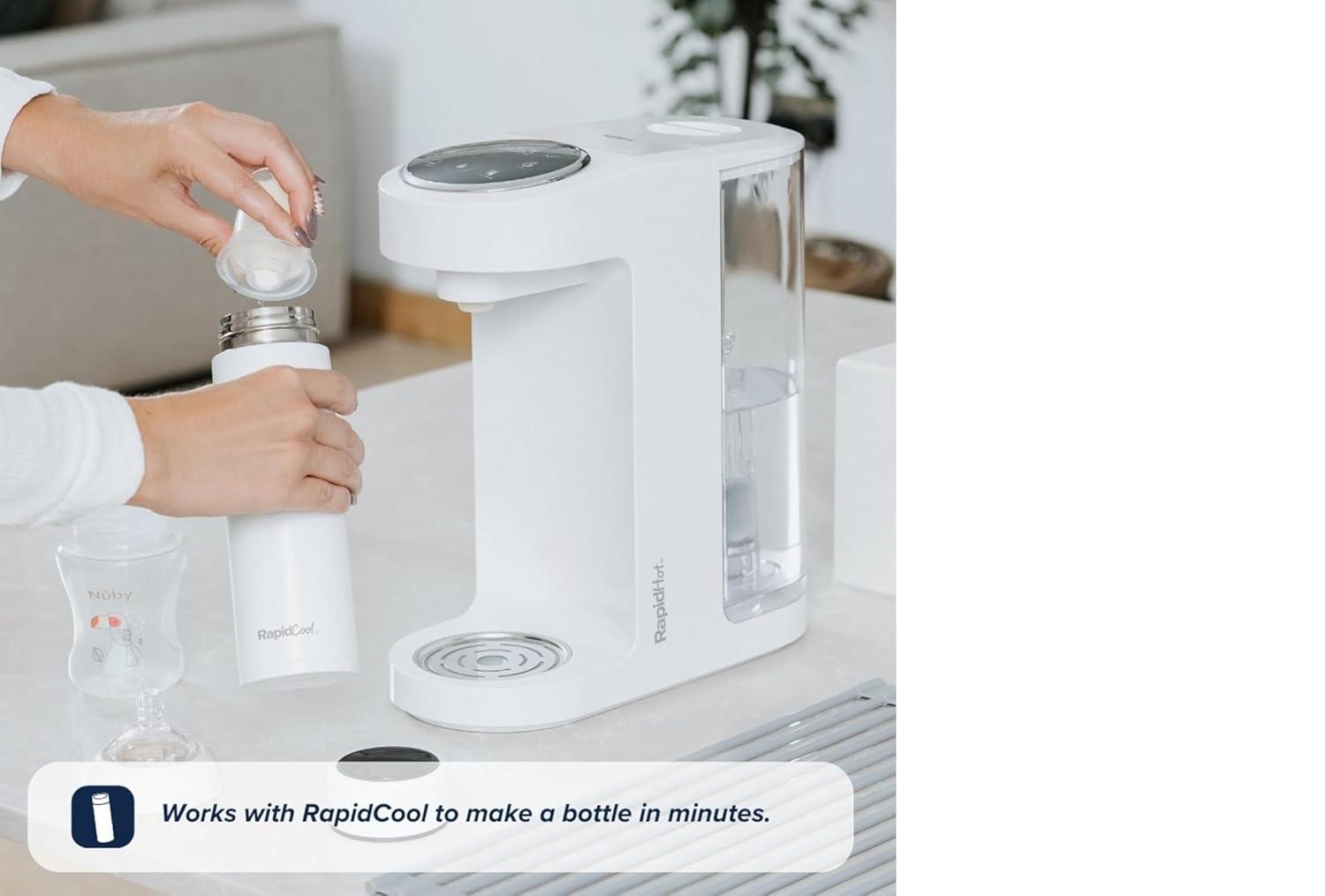 image:imageNuby RapidHot Baby Formula Dispenser Machine  Infant Formula Mixer and Water Warmer with Precise Feed Sizing Memory  Filtered Boiling Water in Seconds  Compatible with RapidCool Bottle  WhiteWhite