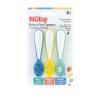 image:imageNuby Babys First Spoons Set  3Pack Feeding Utensils for Babies  6 Months  BubblesCobalt  Lemon  Sage
