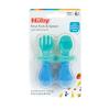 image:imageNuby First Fork and Spoon Set  Utensils with Safety Guards for Babies 6 Months  Orange and AquaGreen  Blue