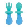 image:imageNuby First Fork and Spoon Set  Utensils with Safety Guards for Babies 6 Months  Orange and AquaGreen  Blue