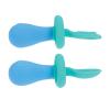 image:imageNuby First Fork and Spoon Set  Utensils with Safety Guards for Babies 6 Months  Orange and AquaGreen  Blue