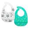image:imageNuby 2 Pack Adjustable Easy Clean Soft Silicone Bibs with Scoop Tigers amp SquaresLeaves  Sloth
