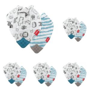 image:imageNuby 100 Natural Cotton Muslin Bib  Bib with Teething Corner 2Pack 3 Months  ZooOne Size Pack of 5