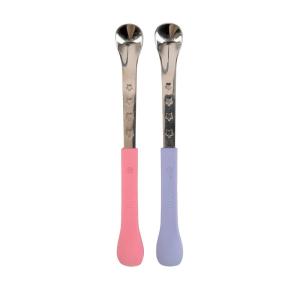 image:imageNuby 2 in 1 Silicone and Stainless Steel Dual Ended Feeding Spoons for Baby AquaBluePurplePink