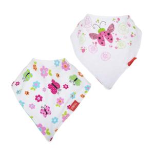 image:imageNuby 2pk Dribble Catcher Bandana bibs Super Absorbent Drool Bib with Soft Comfort Neckline NeutralGirl