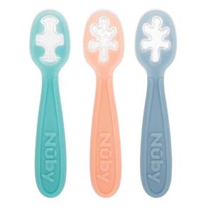 image:imageNuby 3Stage Babys First Spoons Set  3 Pack  6 Months  Baby Spoons with Easy Grip Handle  PastelsPastel