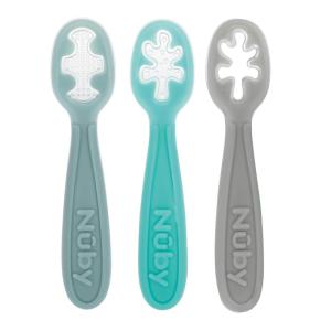 image:imageNuby 3Stage Babys First Spoons Set  3 Pack  6 Months  Baby Spoons with Easy Grip Handle  PastelsSerene