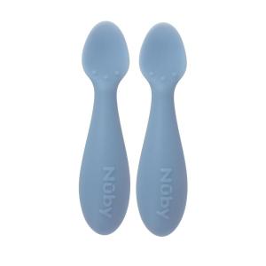 image:imageNuby Silicone Mini Spoons  2Pack BabyLed Weaning Spoons for Babies  4 Months  BlueBlue