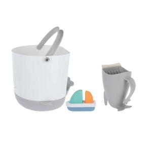 image:imageNuby Bath Essentials Set  Whale Tub Toy Caddy with NonSlip Tray Gentle Rinse Pail for TearFree Baths amp Stackable Boat Toy for Play Storage amp Easy Bath Time OrganizationBath Essentials Set