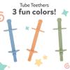 image:imageNuby Sensory Silicone Tube Teethers  3 Pack Textured Infant and Baby Teether Toys  3 Months  Orange Blue and GreenBlue  Green  Orange
