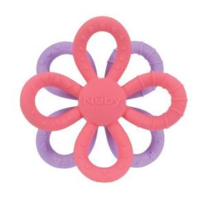 image:imageNuby Fun Loops Teether  FlowerShaped Infant Teething Toy for Babies  3 Months  Pink and Purple