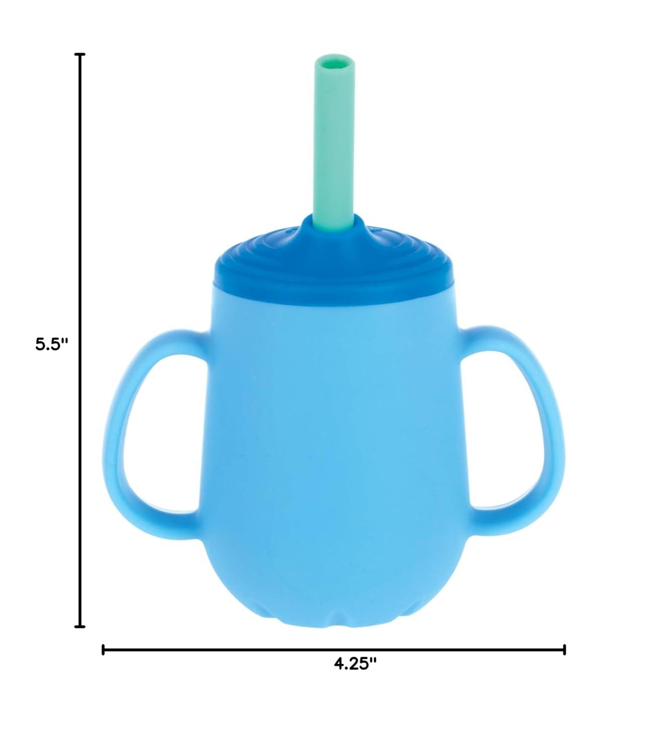 image:imageNuby 3Stage Training Cup Set  Silicone Tumbler with Spout and Straw Combo  4 oz  6 Months  Coral and SprinklesBlue