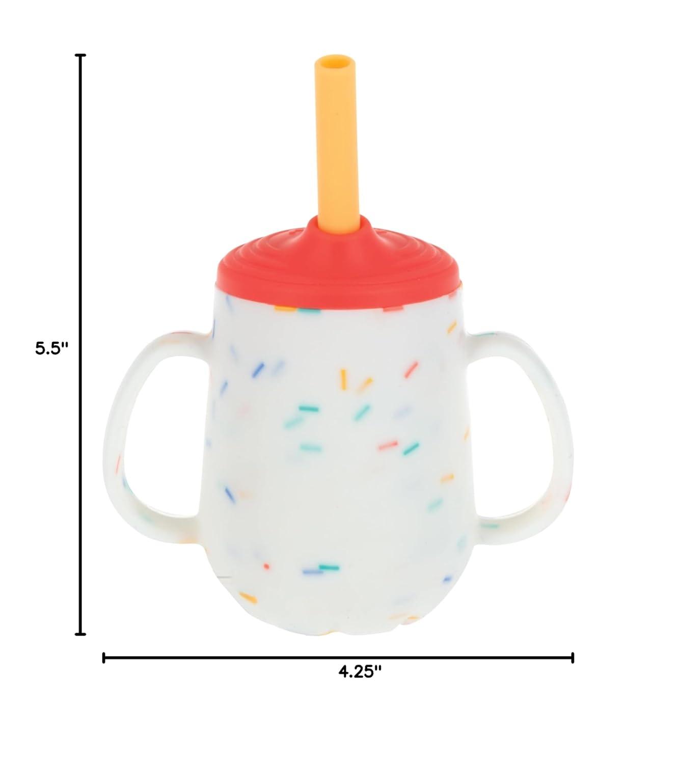 image:imageNuby 3Stage Training Cup Set  Silicone Tumbler with Spout and Straw Combo  4 oz  6 Months  Coral and SprinklesConfetti  Sprinkles