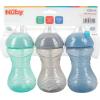 image:imageNuby 3 Piece NoSpill Easy Grip Cup with Flex Straw Clik It Lock Feature Girl 10 OunceBlue  Gray  Aqua