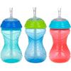 image:imageNuby 3 Piece NoSpill Easy Grip Cup with Flex Straw Clik It Lock Feature Girl 10 OunceRed  Blue  Green