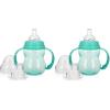 image:imageNuby 3 in 1 Baby Bottle to Training Sippy Cup  8 Oz Toddler Cups Spill Proof with Soft Spout Nipple amp Removable Grip Handles  Dishwasher Safe TealTeal