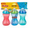 image:imageNuby ClikIt Soft Spout NoSpill Easy Grip Sippy Cup for Girls  3Pack 10 Oz  6 MonthsBlue  Green  Red  Aqua