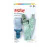 image:imageNuby Pacifinder Baby Pacifier Clip  2Pack  Pacifier Holder Clip with Convenient Hook Loop  Blue Dots and Green DinoBlue Dots and Green Dino