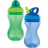 image:imageNuby 2Pack FlipIt Easy Grip Cups with EasyFlo Straw 10 Oz BoyBlue  Green
