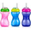 image:imageNuby 3 Piece NoSpill Easy Grip Cup with Flex Straw Clik It Lock Feature Girl 10 OuncePink  Purple  Blue