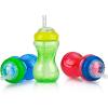 image:imageNuby 3 Piece NoSpill Easy Grip Cup with Flex Straw Clik It Lock Feature Girl 10 OunceRed  Blue  Green