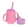 image:imageNuby 3Stage Training Cup Set  Silicone Tumbler with Spout and Straw Combo  4 oz  6 Months  Coral and SprinklesPink  Purple
