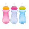 image:imageNuby Sports Sipper Toddler Cup with Soft Silicone Spout amp TouchFlo Valve  3 Pack 14 oz  LeakResistant with Easy Grip Design  18 Months  BoysPink  Purple  Blue