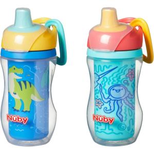 image:imageNuby Active Sipper Insulated Toddler Cup with NoSpill VariFlo Valve  2 Pack 9 oz  Easy Grip Design with Carabiner Clip  18 Months  2 Pack  GirlDinosaur  Sea Creatures
