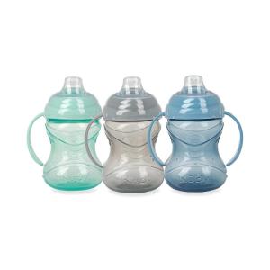 image:imageNuby ClikIt Grip N Sip Soft Spout NoSpill Training Sippy Cup with Handles  3Pack 10 oz  4 Months  BlueGreenRedBlue  Gray  Aqua