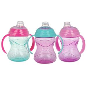 image:imageNuby ClikIt Grip N Sip Soft Spout NoSpill Training Sippy Cup with Handles  3Pack 10 oz  4 Months  BlueGreenRedPink  Purple  Aqua Pack of 12