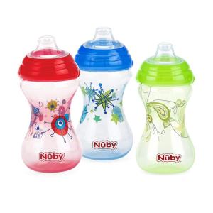 image:imageNuby ClikIt NoSpill Baby Sippy Cup with Soft Spout  3 Pack 10 oz  6 Months  RedBlueGreen10 Ounces