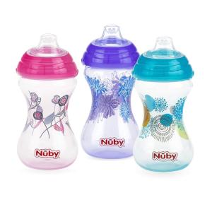 image:imageNuby ClikIt NoSpill Baby Sippy Cup with Soft Spout  3 Pack 10 oz  6 Months  RedBlueGreen10 oz Pack of 36