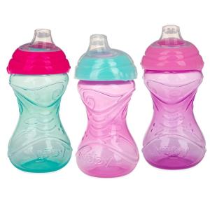 image:imageNuby ClikIt Soft Spout NoSpill Easy Grip Sippy Cup for Girls  3Pack 10 Oz  6 MonthsAqua