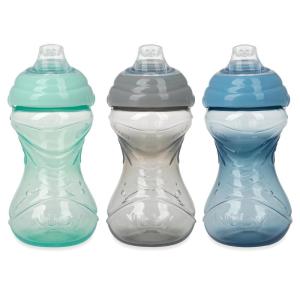 image:imageNuby ClikIt Soft Spout NoSpill Easy Grip Sippy Cup for Girls  3Pack 10 Oz  6 MonthsGray  Blue  Aqua