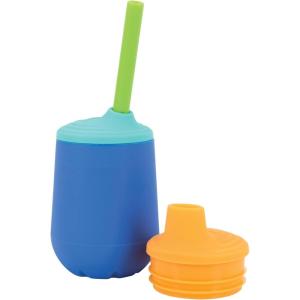 image:imageNuby First Training Cup Set  Silicone Tumbler with Spout and Straw Combo  4 oz  6 Months  Blue8 Ounces